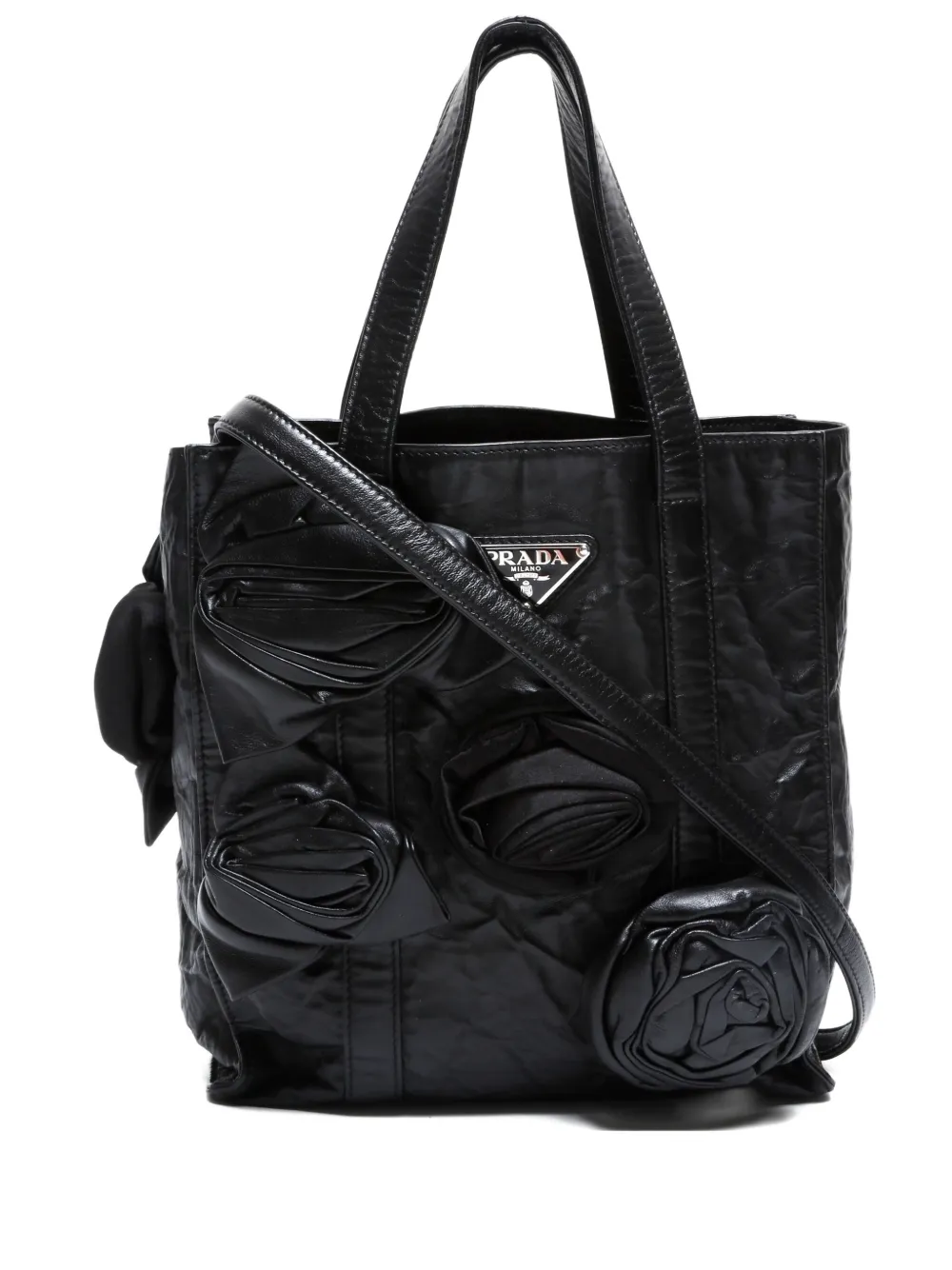 Pre-owned Prada 2000-2020s Flower Mini Bag In Black