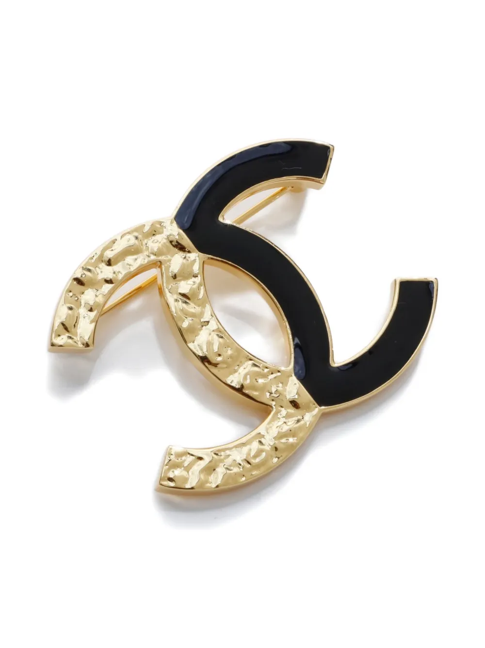 Pre-owned Chanel 2024 Interlocking-cc Brooch In Gold