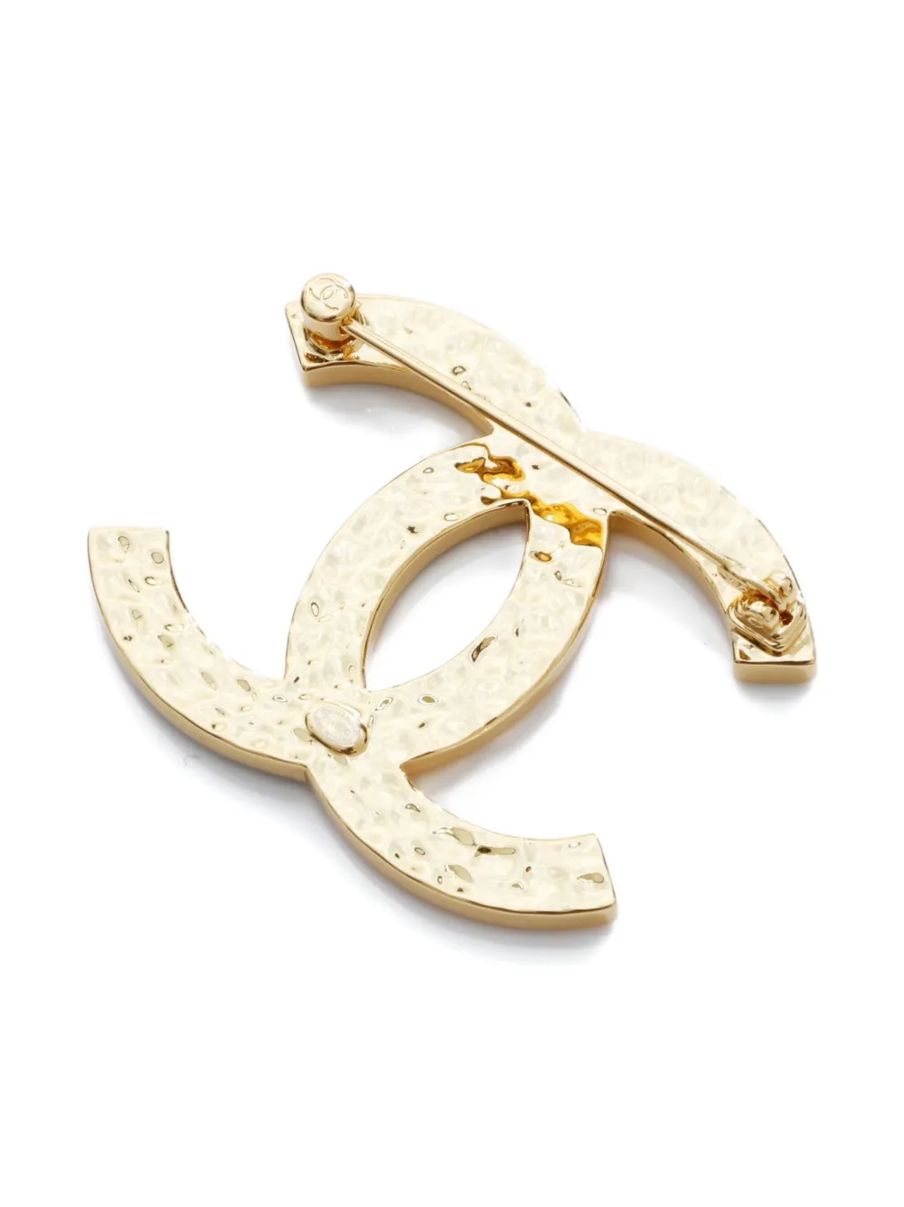 Pre-owned Chanel 2024 Interlocking-cc Brooch In Gold