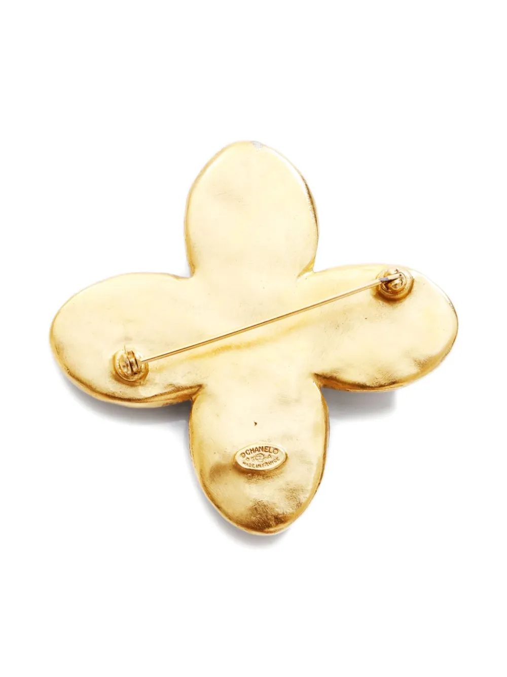 Pre-owned Chanel 1995 Interlocking-cc Brooch In Gold