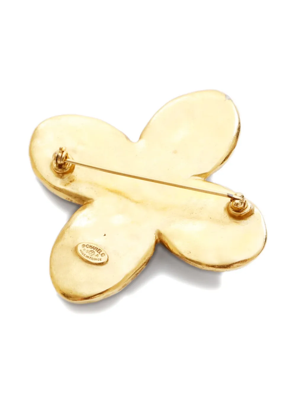 Pre-owned Chanel 1995 Interlocking-cc Brooch In Gold
