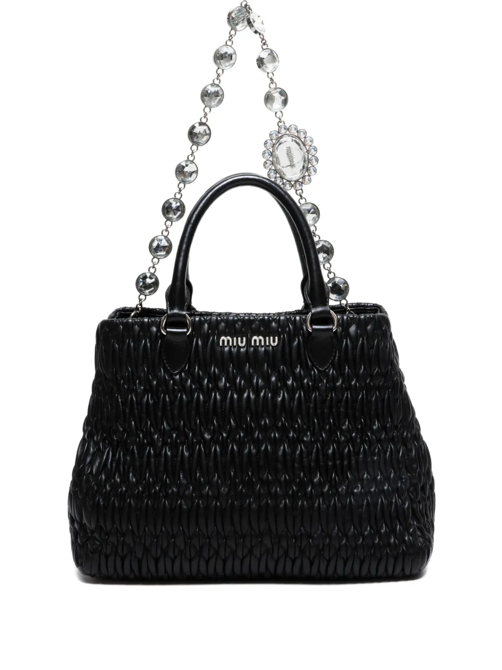 Miu Miu Pre-Owned 2010-2020s matelassé crystal tote bag | Black | Image 1
