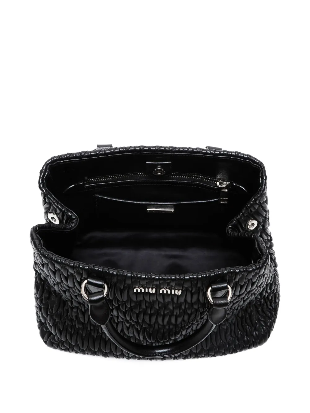 Pre-owned Miu Miu 2010-2020s Matelassé Crystal Tote Bag In Black