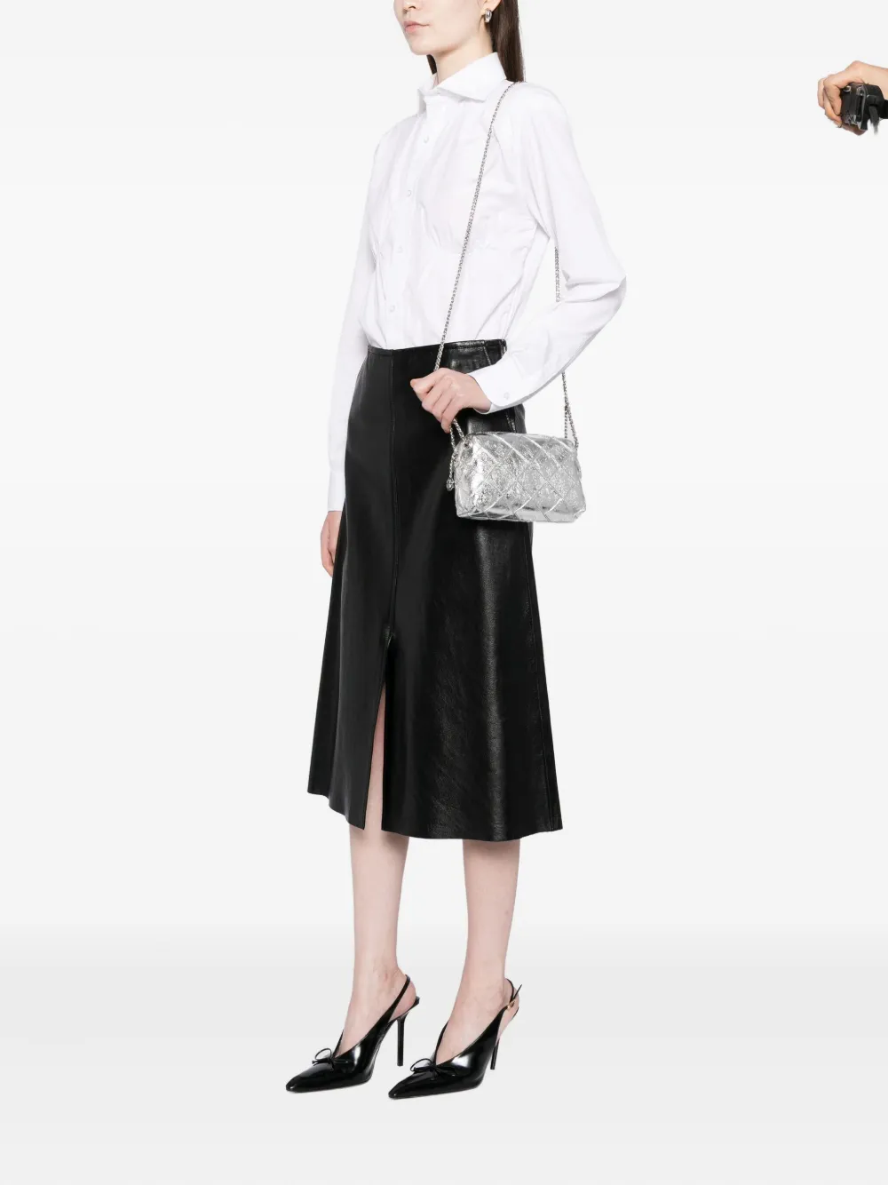 Tory Burch Fleming Soft Metallic Crossbody Bag In Silver