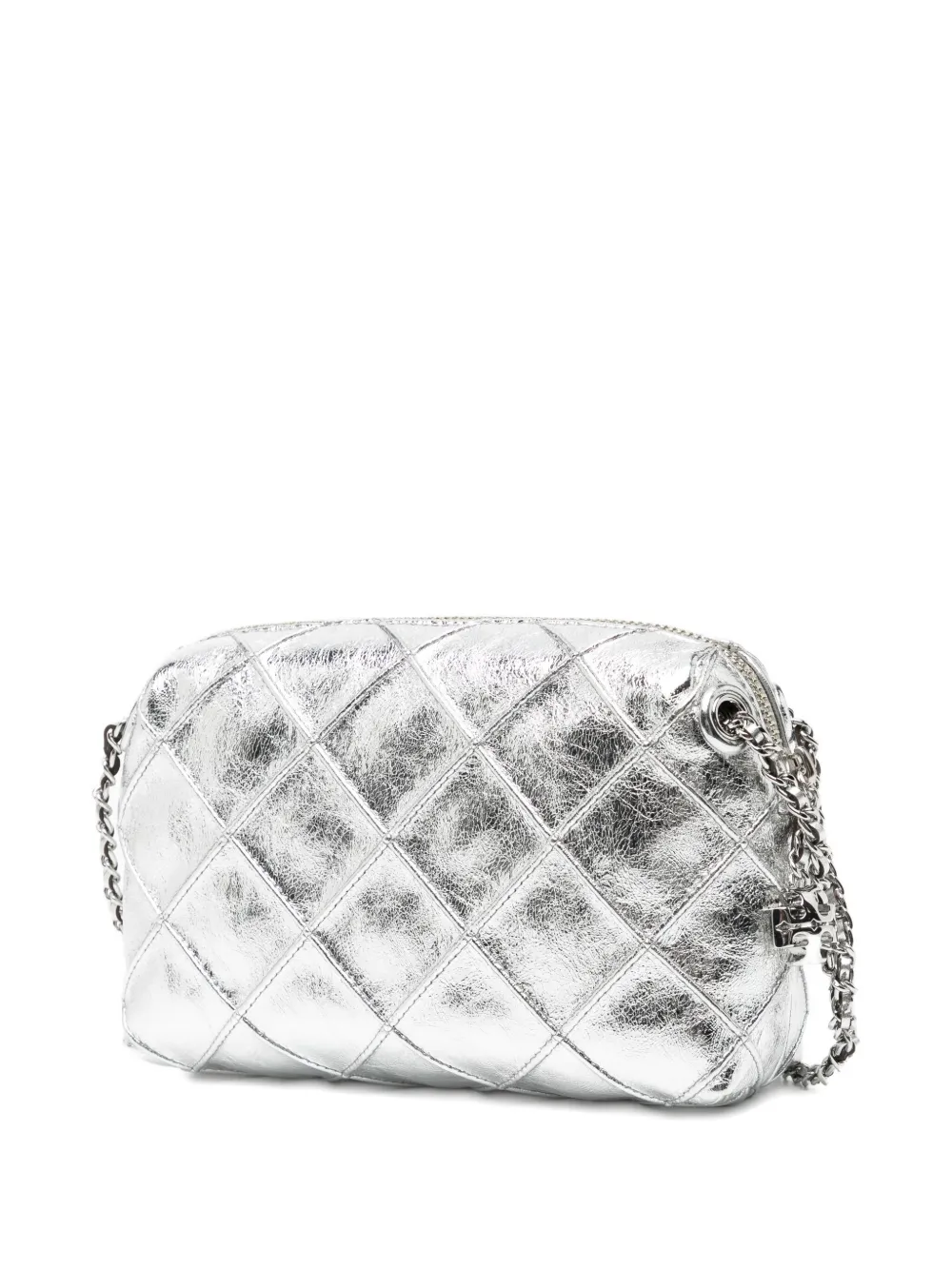 Tory Burch Fleming Soft Metallic Crossbody Bag In Silver