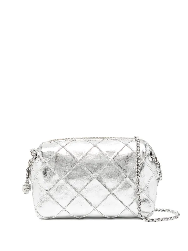Tory Burch Fleming Soft Metallic Crossbody Bag in Silver