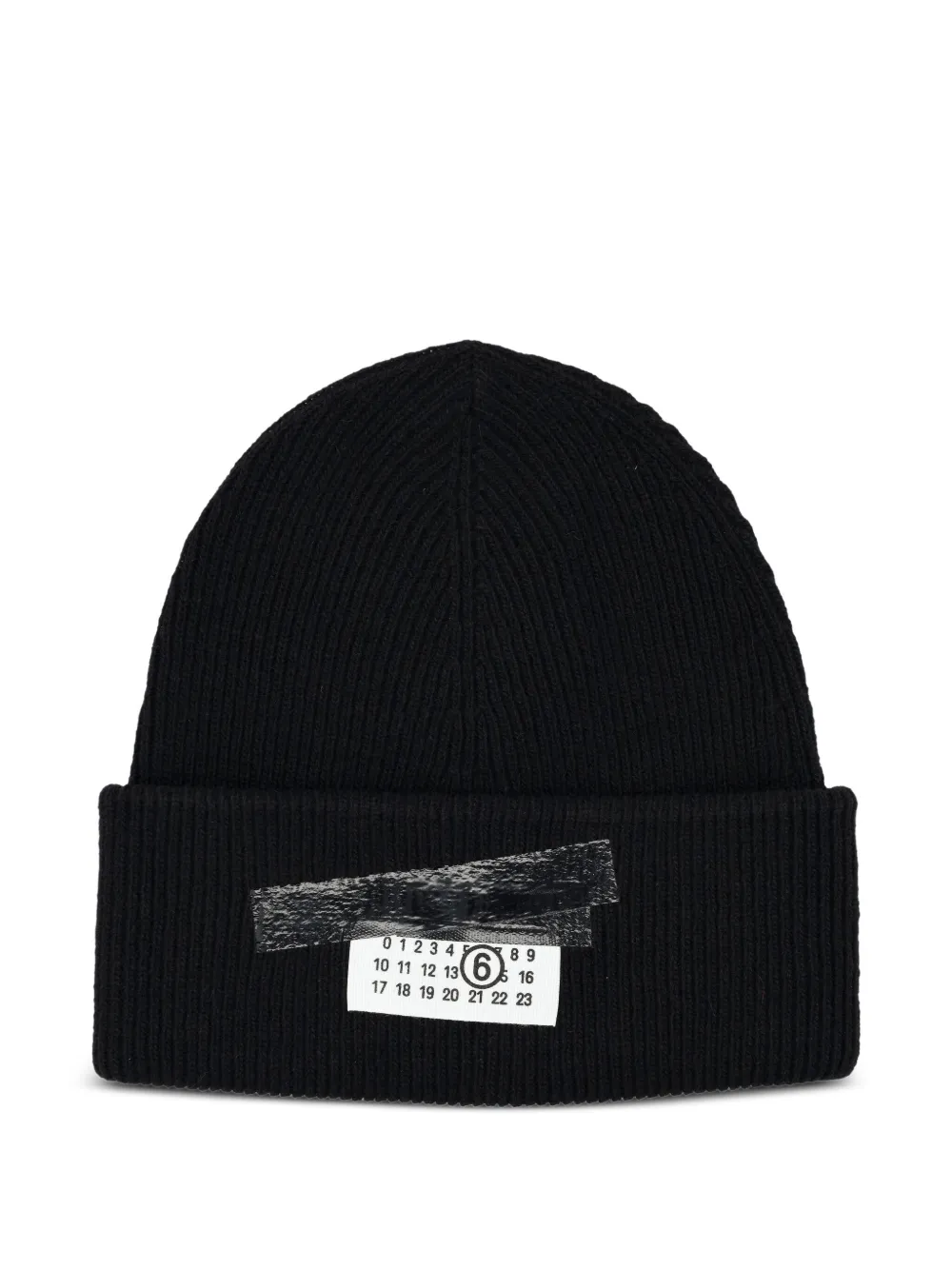 MM6 Maison Margiela ribbed tape cotton beanie | Black | Image 1