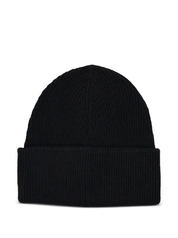 MM6 Maison Margiela Ribbed Tape Cotton Beanie | Black | FARFETCH