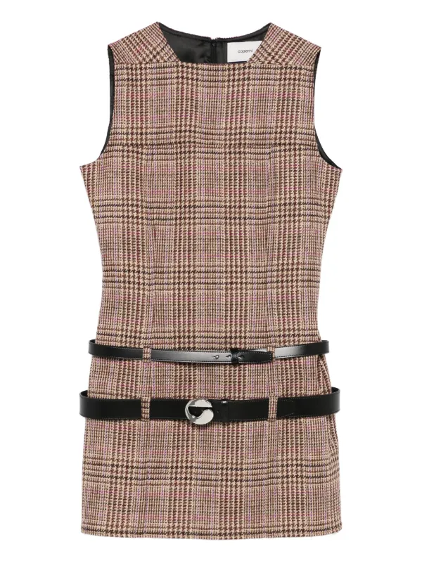 Coperni Check Belted Dress in Brown