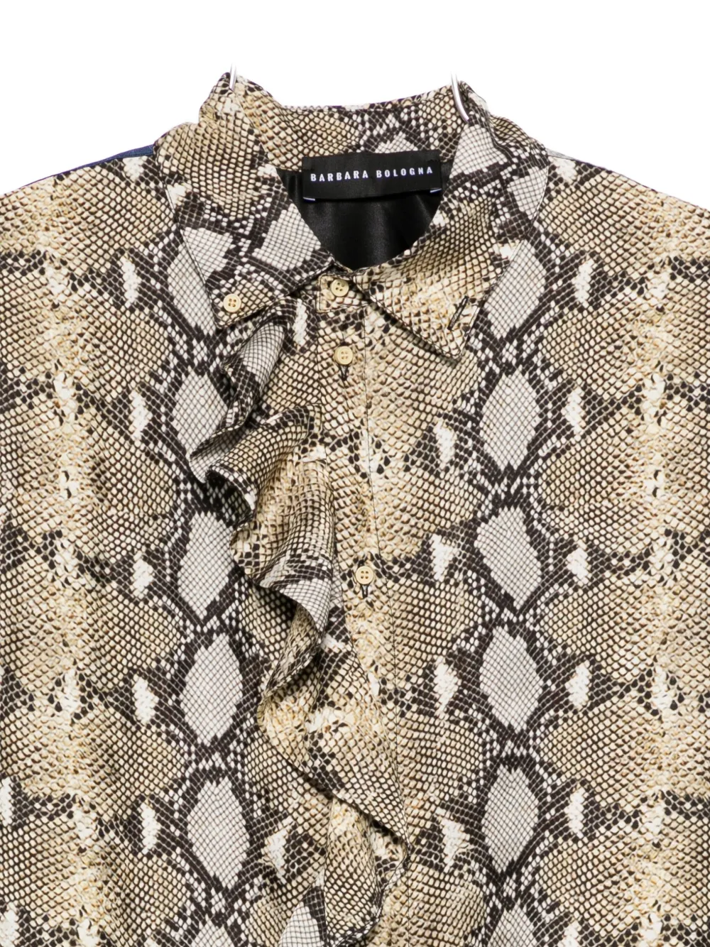 Barbara Bologna Snake-pattern Ruffle-trim Shirt In Multi