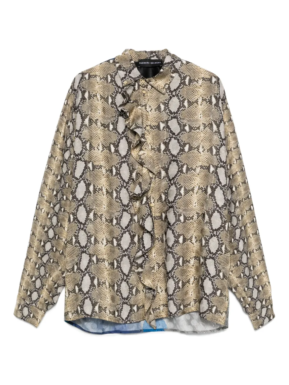 Barbara Bologna snake-pattern ruffle-trim shirt | Brown | Image 1