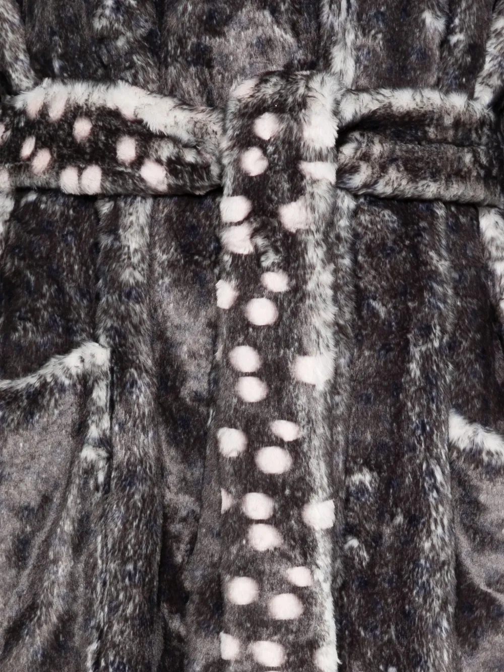 Barbara Bologna Faux-fur Belted Coat In Gray