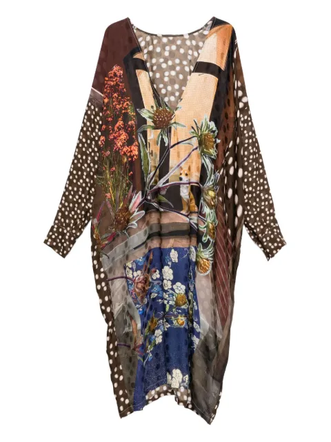 Barbara Bologna polka-dot pattern floral-print midi dress