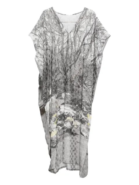 Barbara Bologna tree-print V-neck midi dress