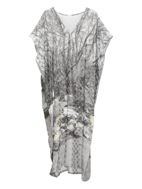 Barbara Bologna tree-print V-neck midi dress