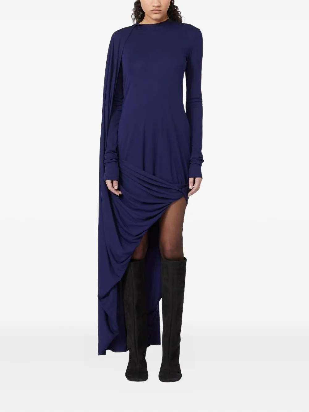 Max Mara ARIETE1234 draped asymmetrical dress - Blauw