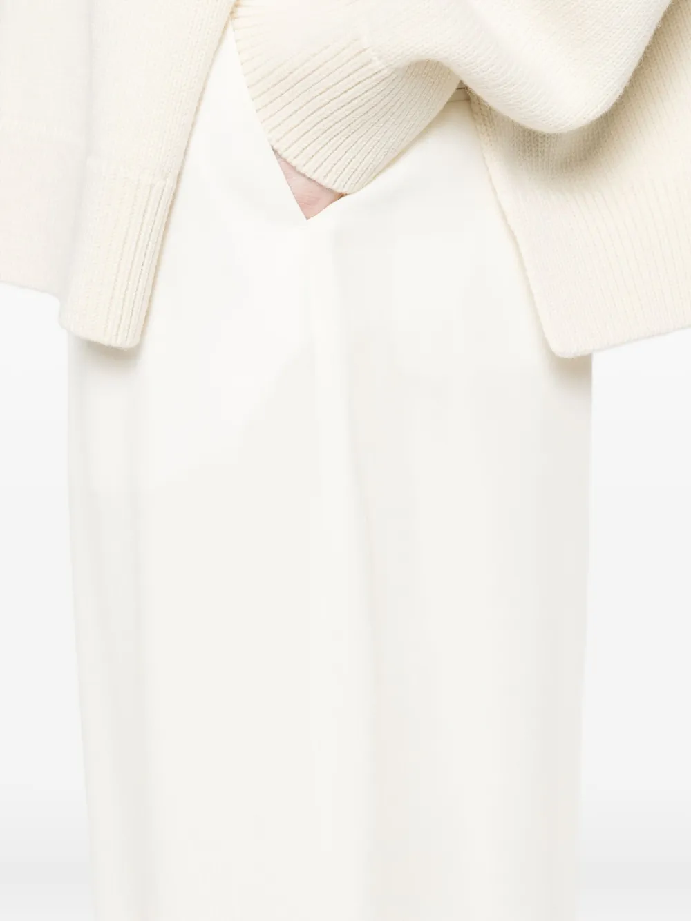 Totême Fluid Trousers With Pleats And Wide Leg In Neutral