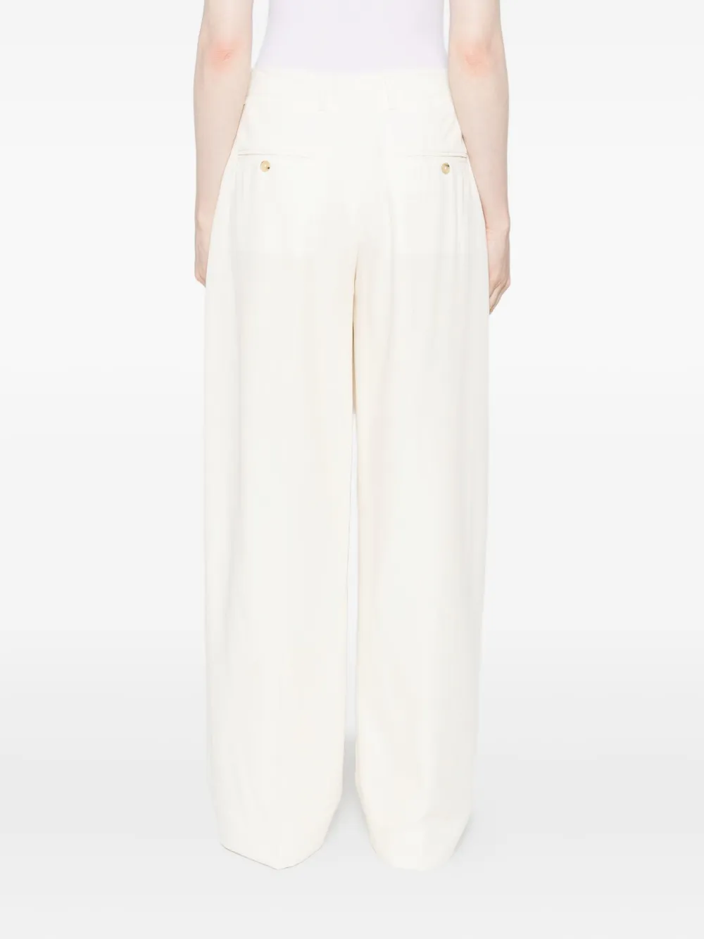 Totême Fluid Trousers With Pleats And Wide Leg In Neutral