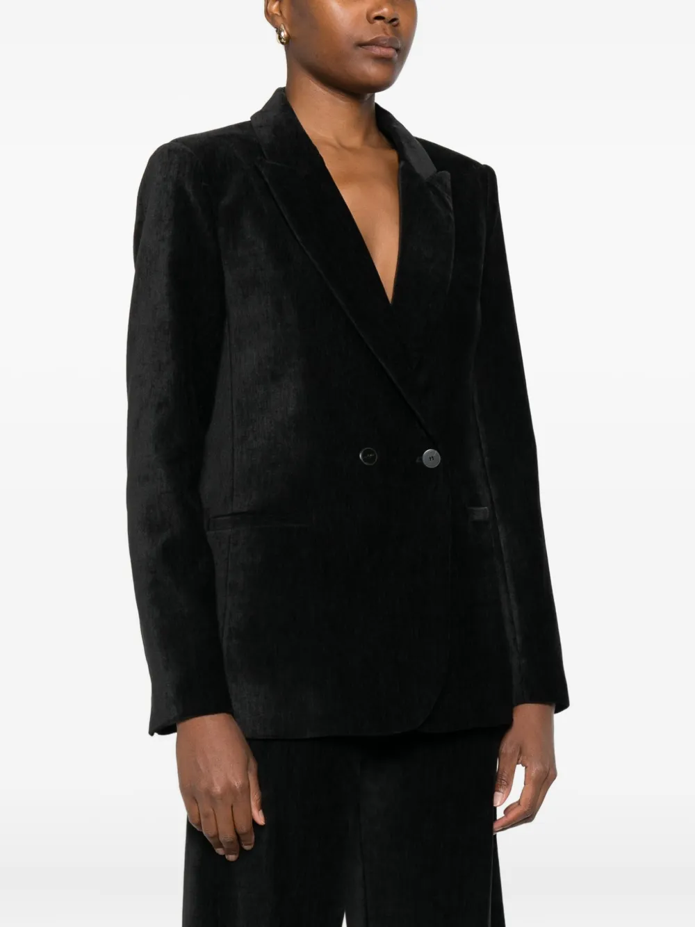 Forte Forte Double-breasted Velvet Jacket Pockets In Black