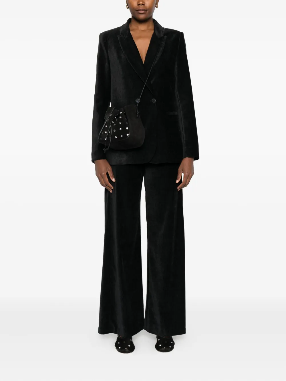 Forte Forte Double-breasted Velvet Jacket Pockets In Black