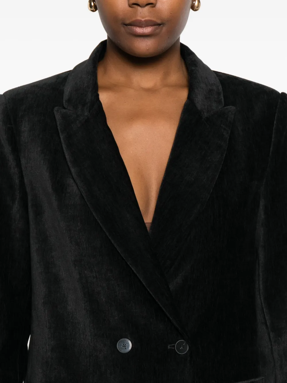 Forte Forte Double-breasted Velvet Jacket Pockets In Black