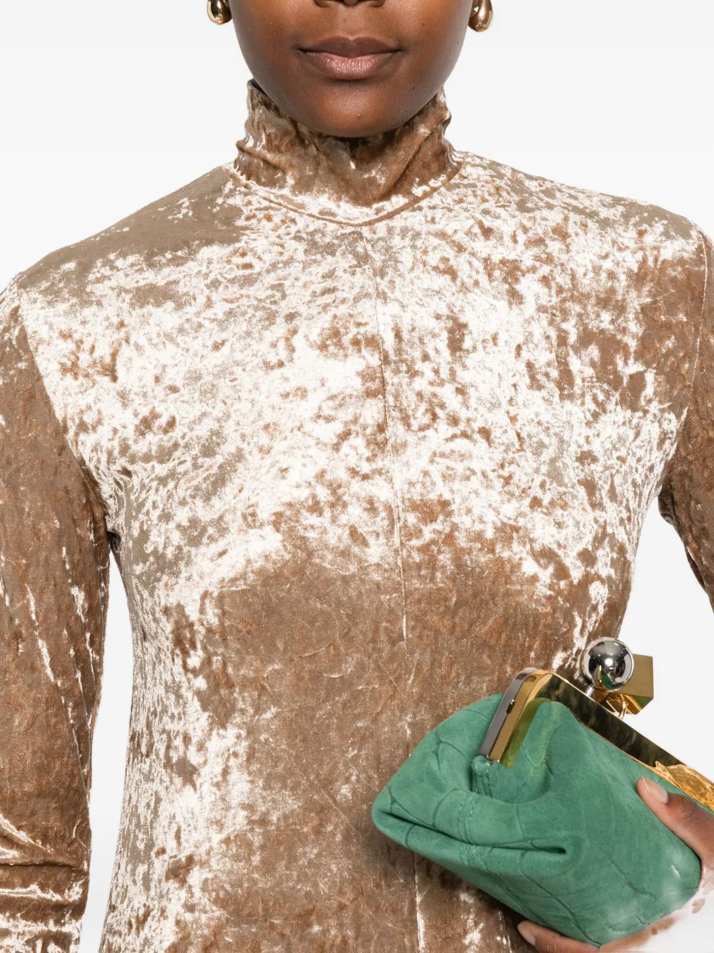 Forte Midi-jurk met lange mouwen Beige