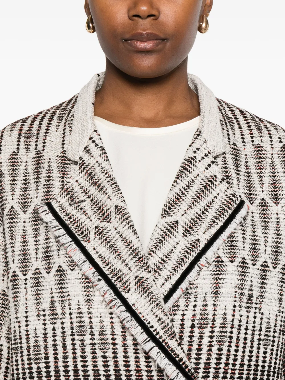 Forte Forte Geometric Patterned Double-breasted Jacket In Neutral