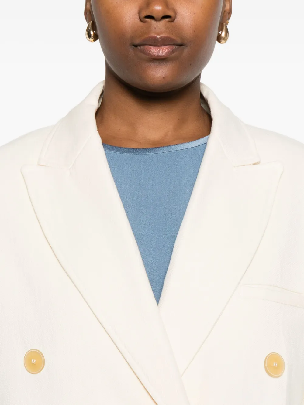 Forte Forte Double-breasted Tailored Jacket Featuring Flap Pockets In Neutral