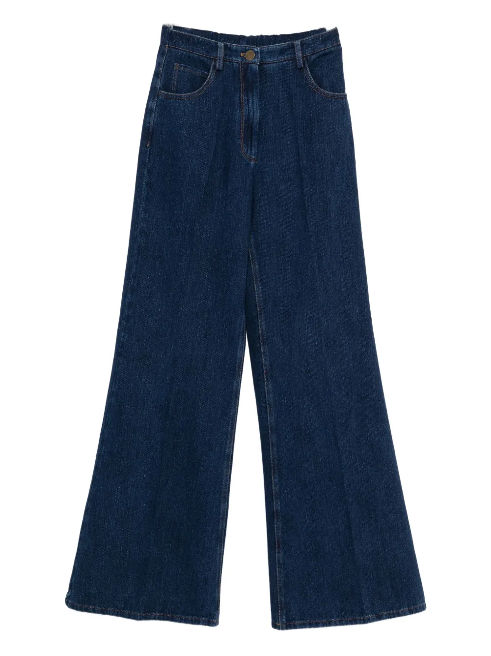Forte Forte Wide-leg Denim Trousers Featuring Pockets In Blue