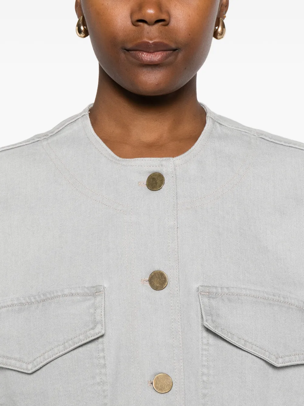 Forte Forte Grey Denim Cotton Overshirt In White