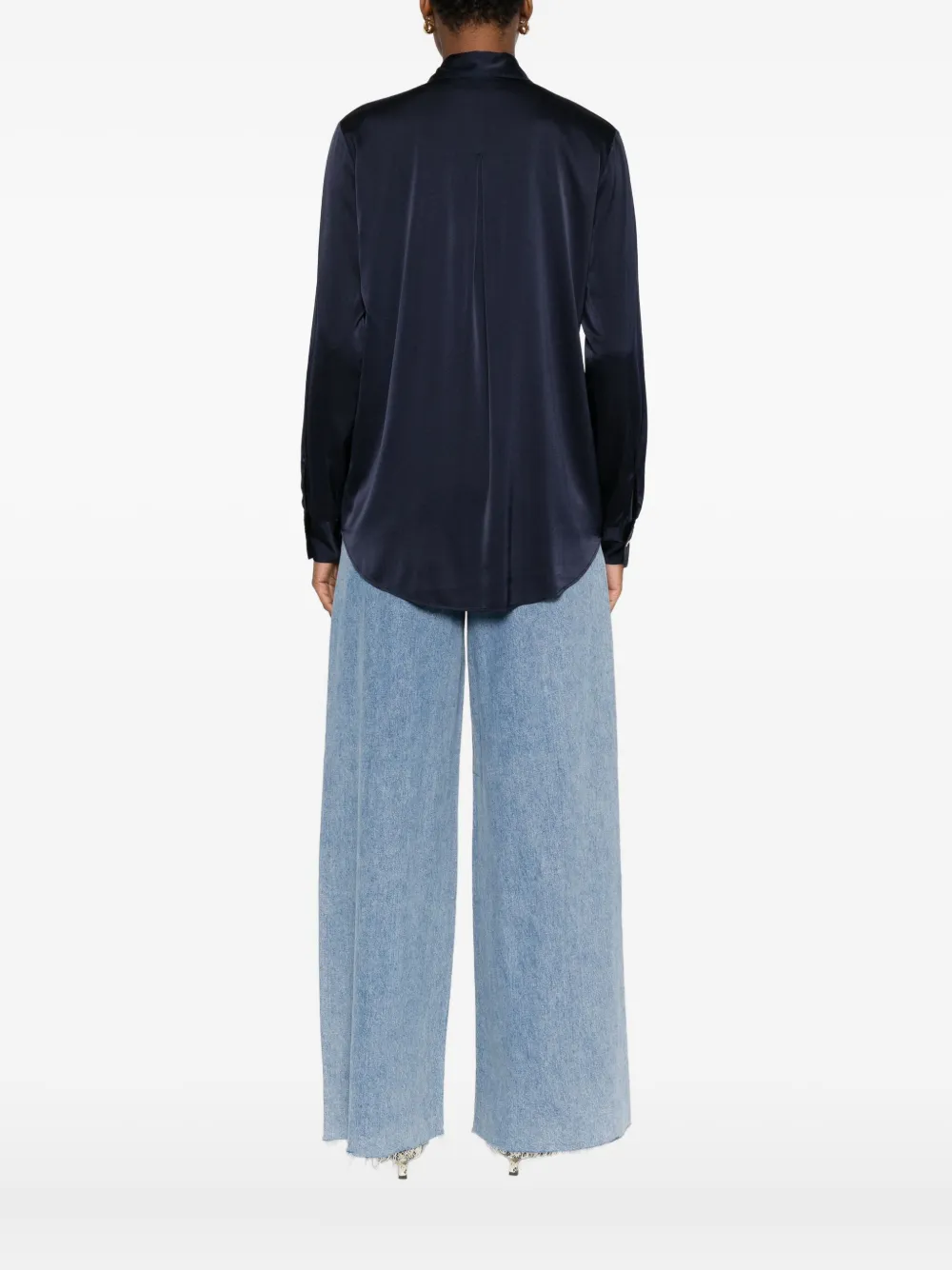 Forte Forte Luxurious Silk Blend Long Sleeve Shirt In Blue