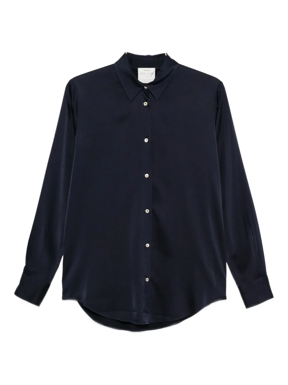 Forte Forte Luxurious Silk Blend Long Sleeve Shirt In Blue