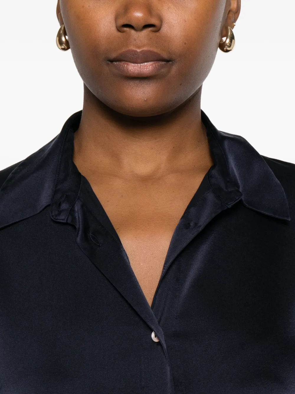 Forte Forte Luxurious Silk Blend Long Sleeve Shirt In Blue