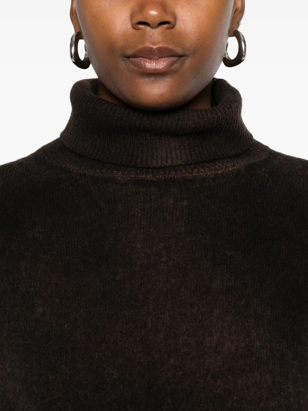 Base Turtleneck Layered Sweater In Brown