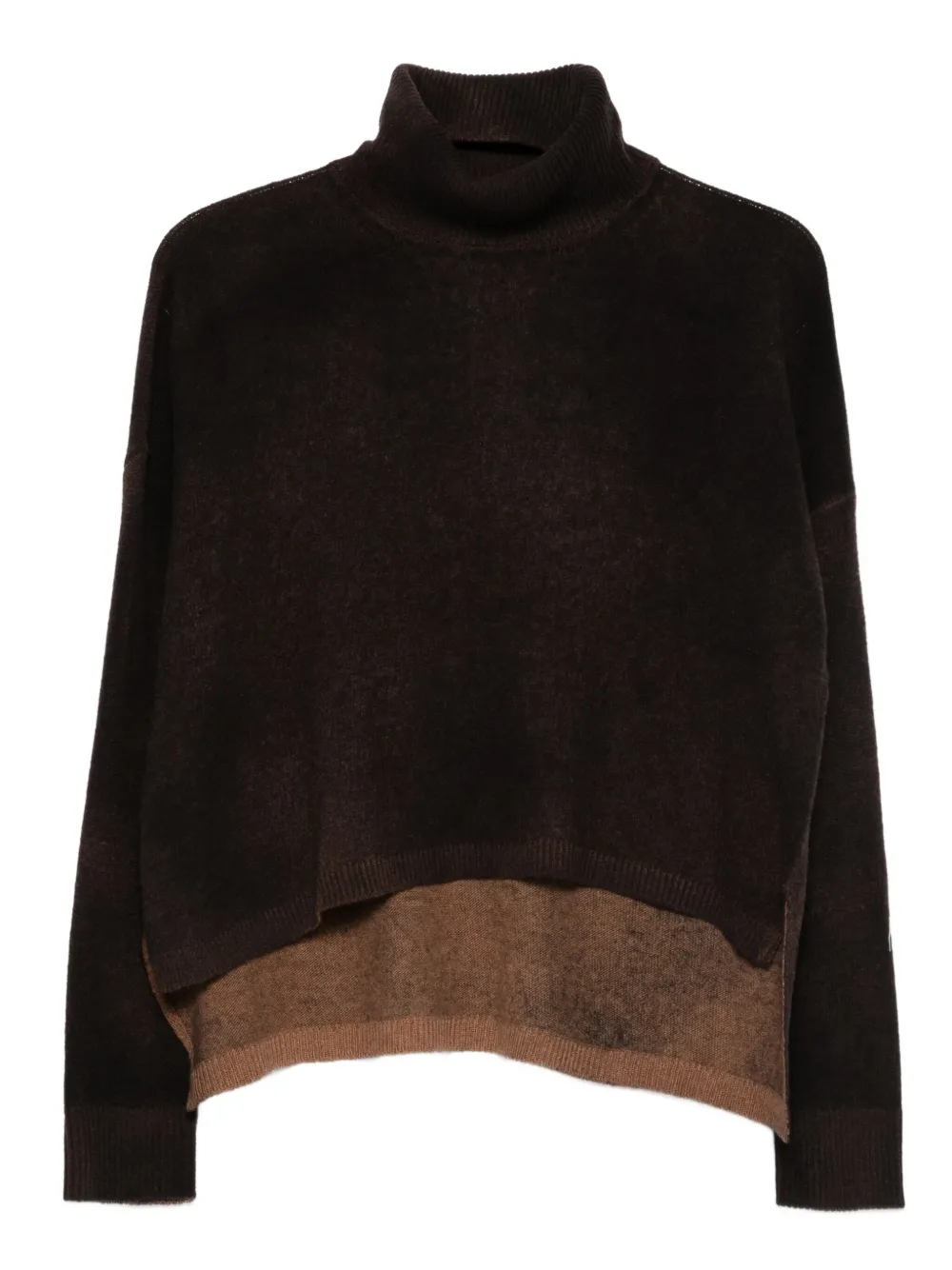 base turtleneck layered sweater | Brown | Image 1