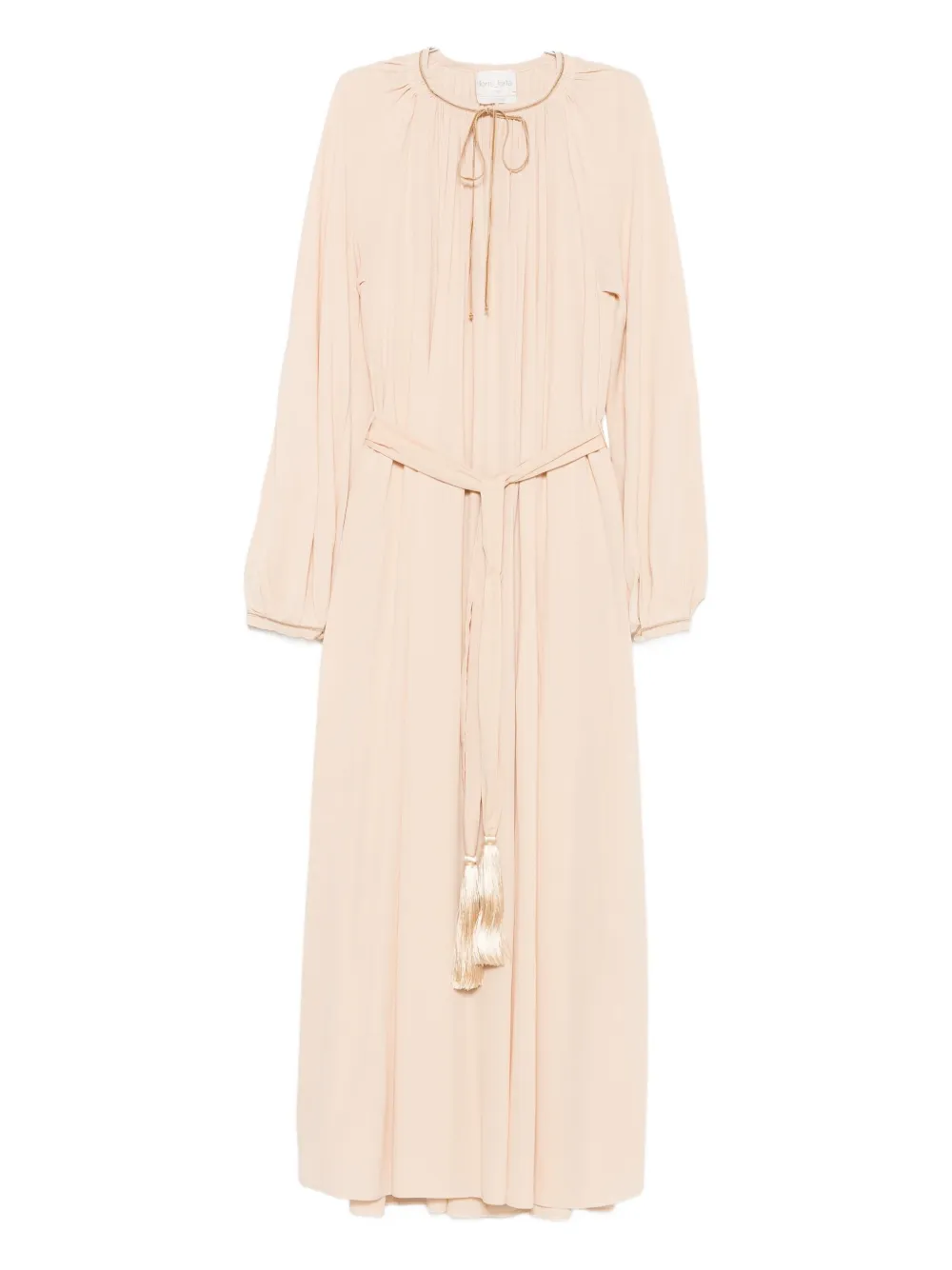 Forte Forte Long Dress With Pleated Design And Belt In Pink