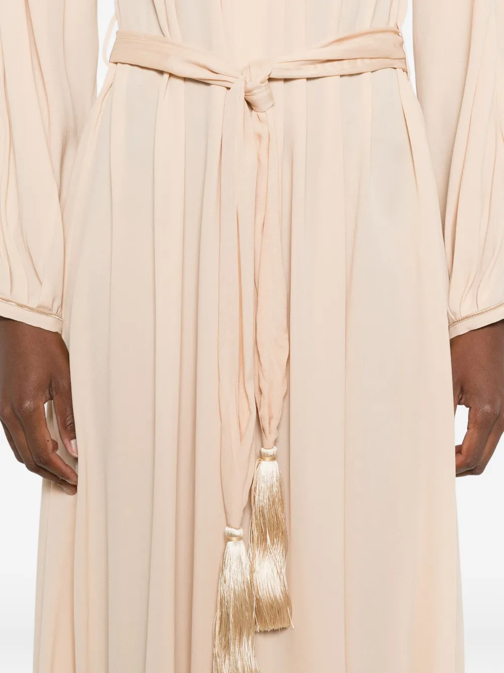 Forte Forte Long Dress With Pleated Design And Belt In Pink