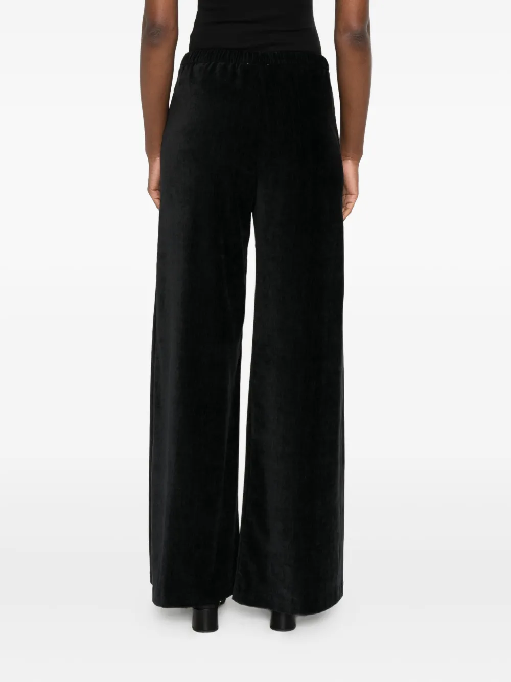 Forte Forte High-waisted Wide-leg Velvet Trousers In Black