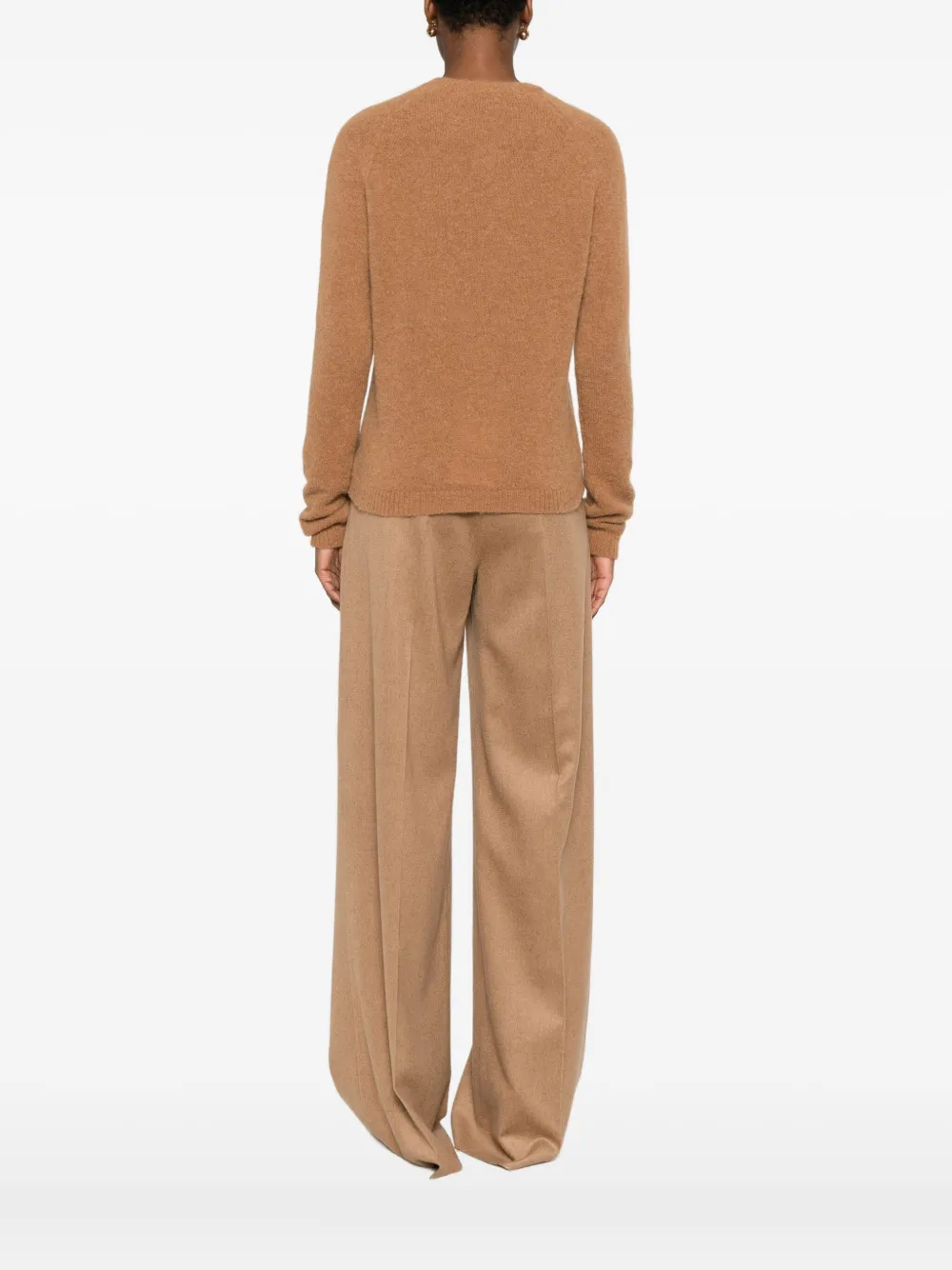 Base Round-neck Raglan-sleeve Sweater In Brown