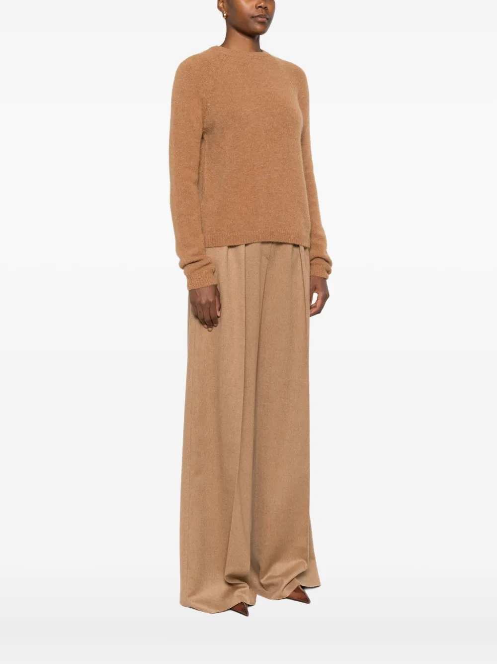 Base Round-neck Raglan-sleeve Sweater In Brown