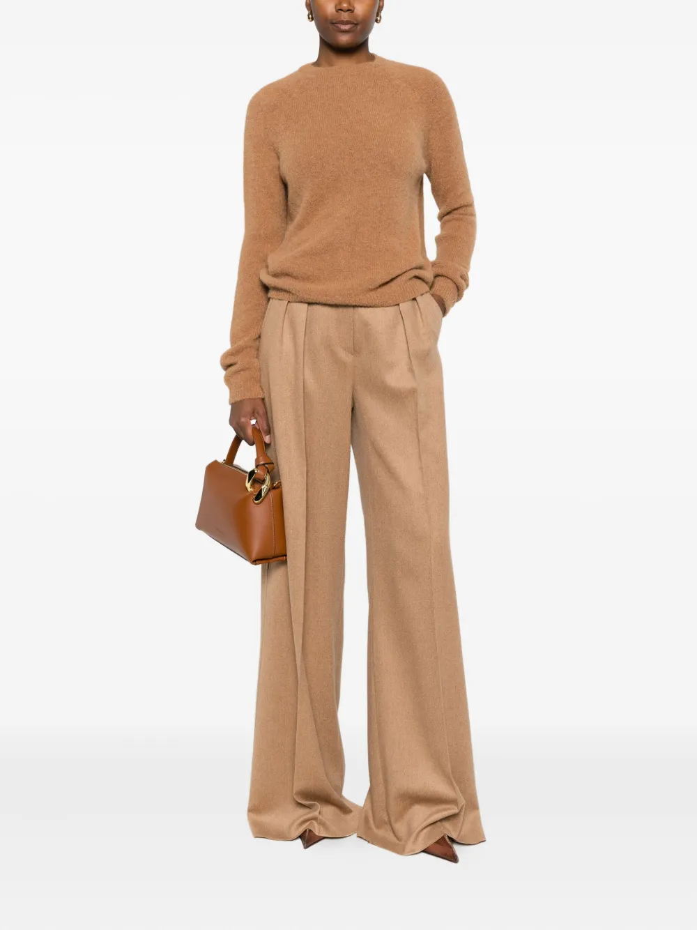Base Round-neck Raglan-sleeve Sweater In Brown