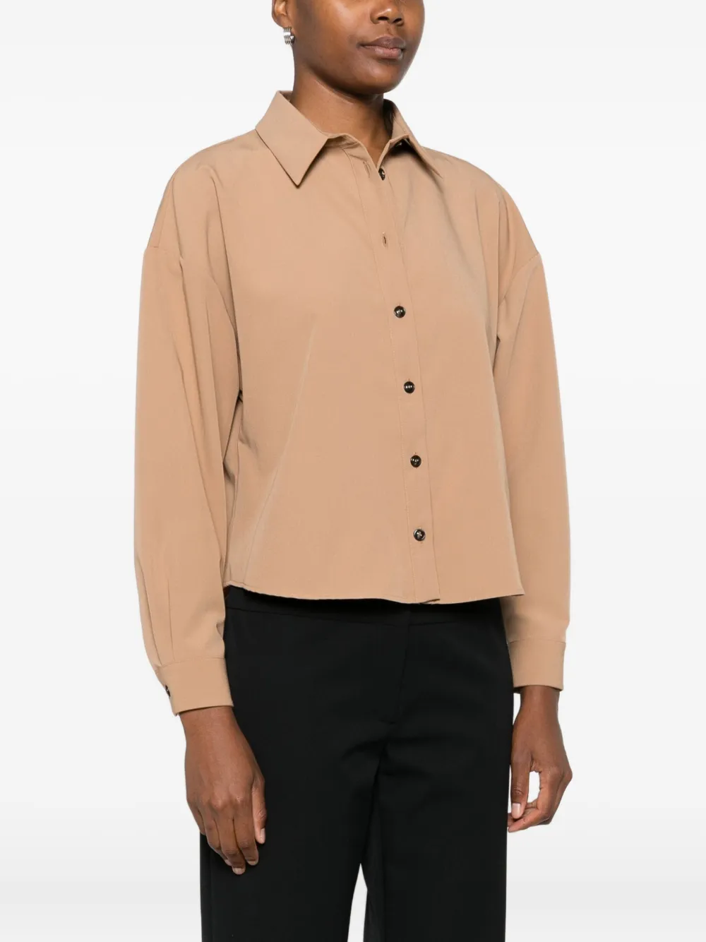 Caliban Button-front Collared Shirt In Nude