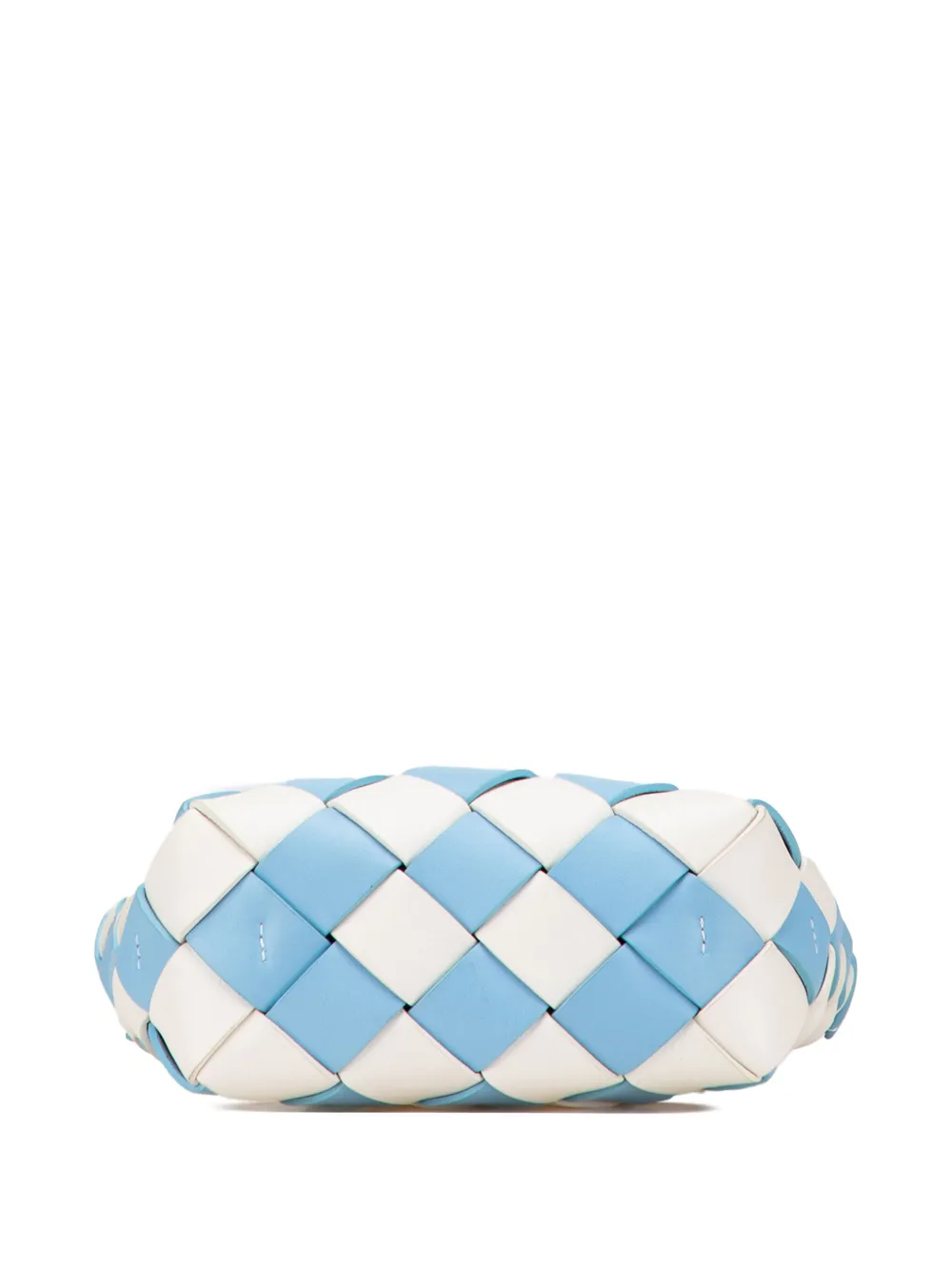 Pre-owned Loewe 2012 Mini Woven Calfskin Gingham Surplus Basket Bag Satchel In Blue