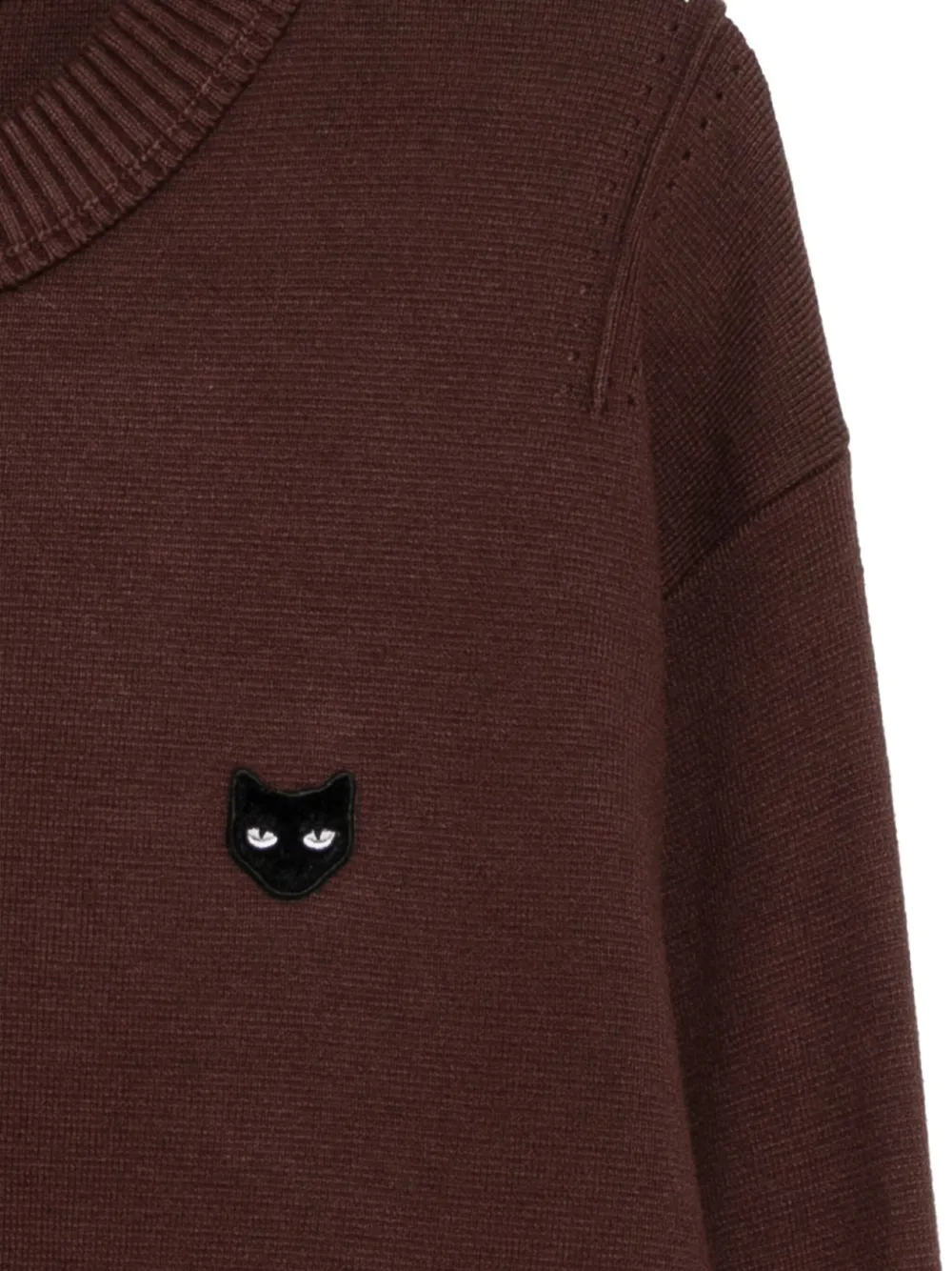 SONGZIO Sweater met geborduurde kat Bruin