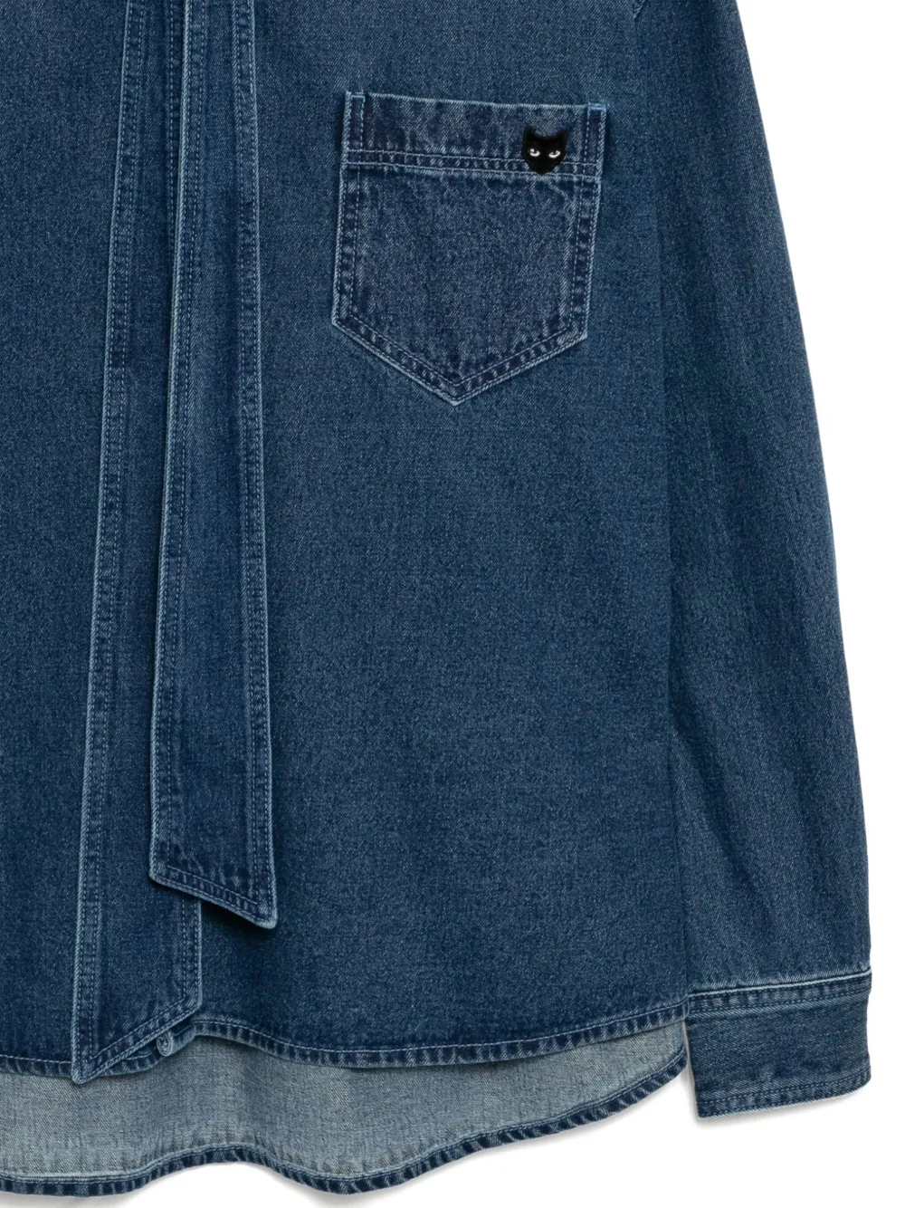 SONGZIO Denim overhemd met geborduurde kat Blauw