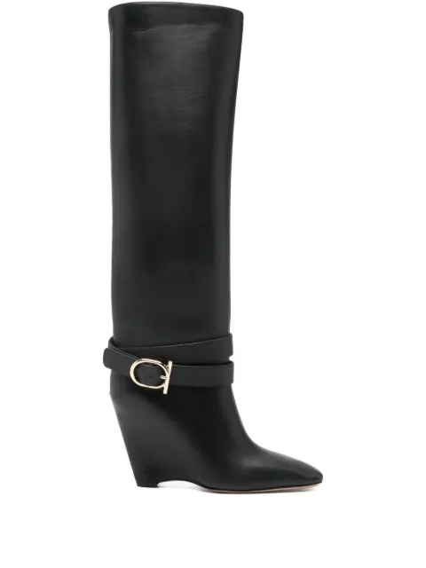 Ferragamo strap wedge boots