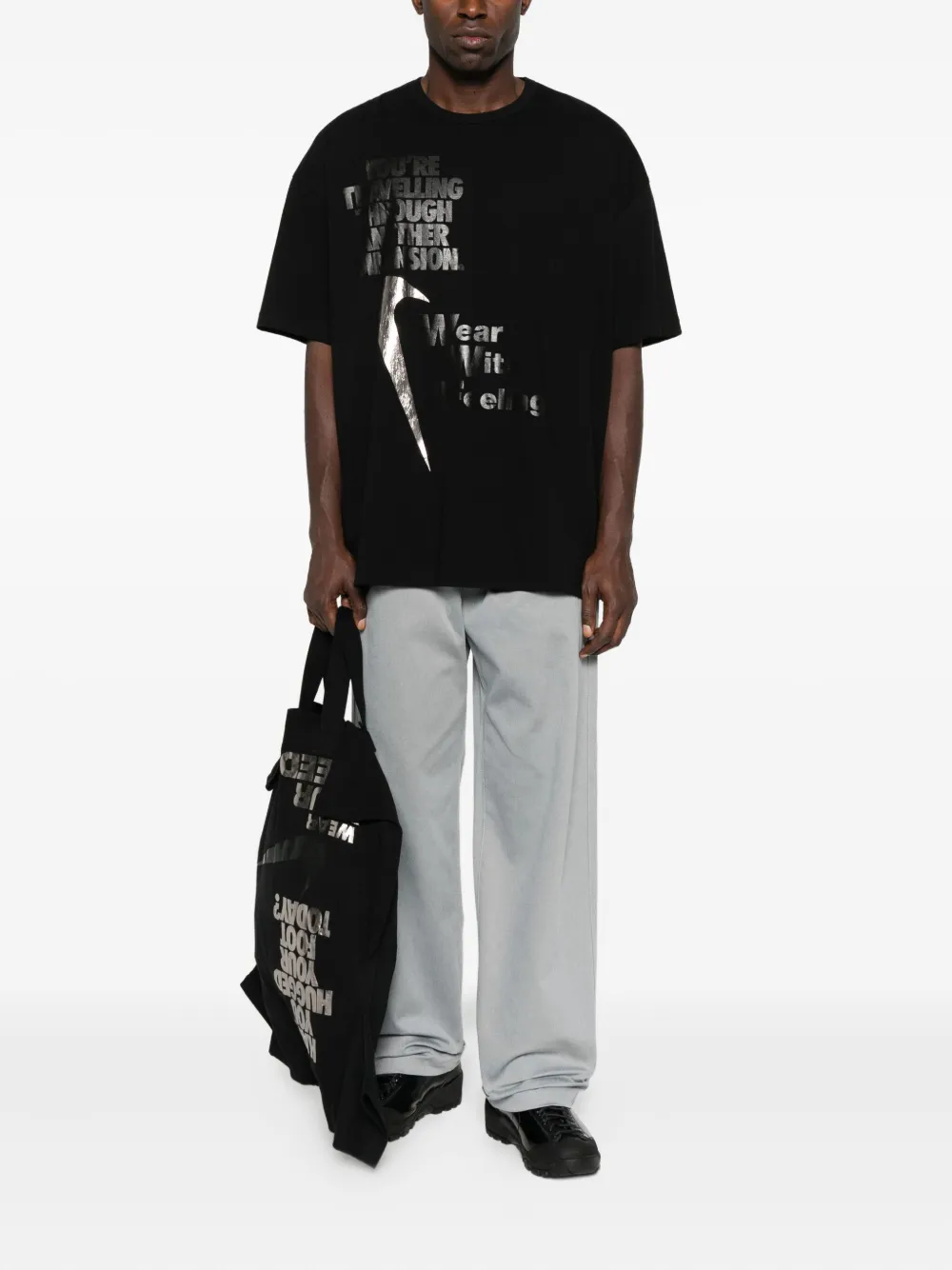 Black Comme Des Garçons Printed T-shirt In Black
