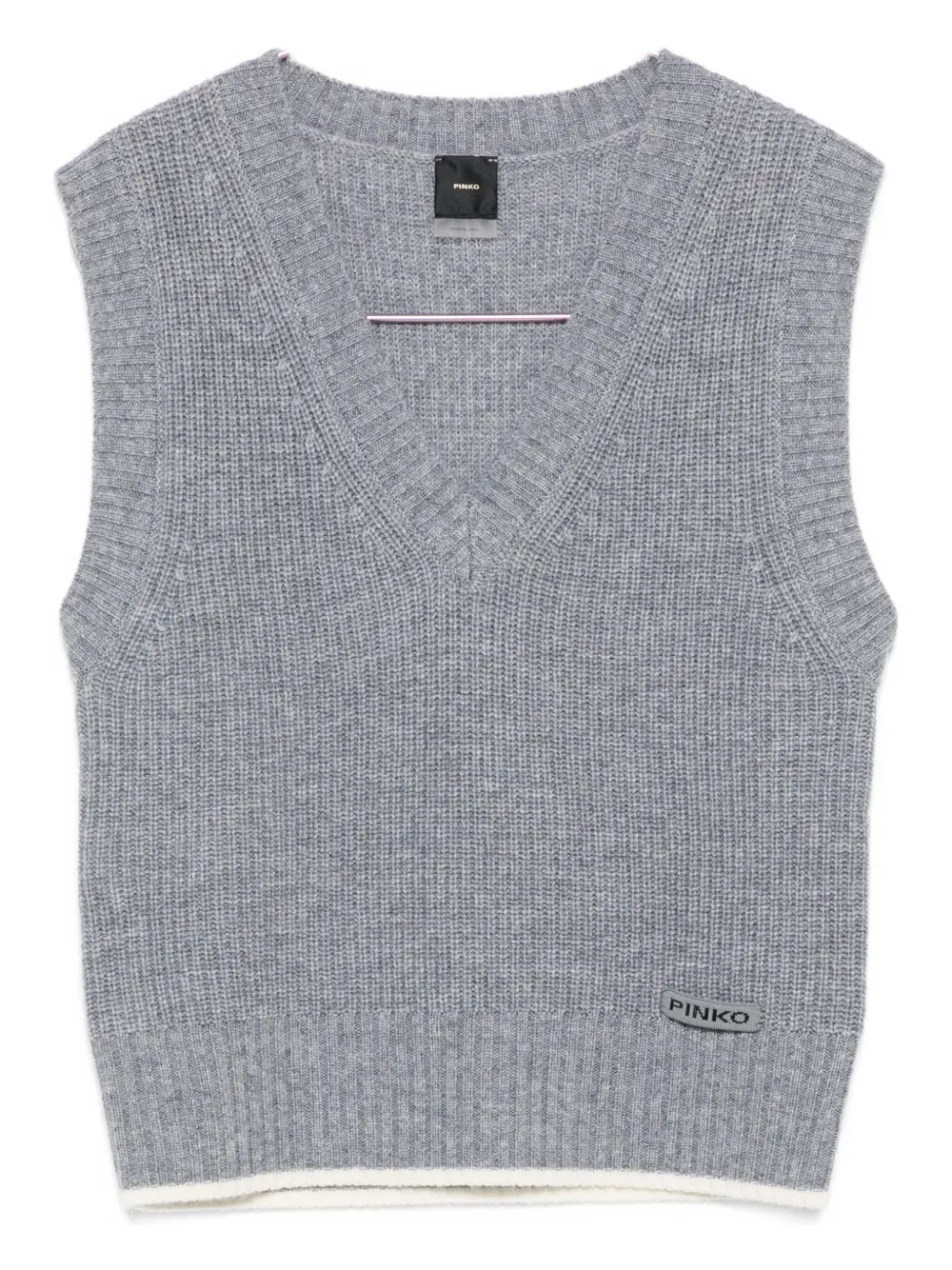 Pinko Sleeveless Grey Knit Sweater Vest In Gray