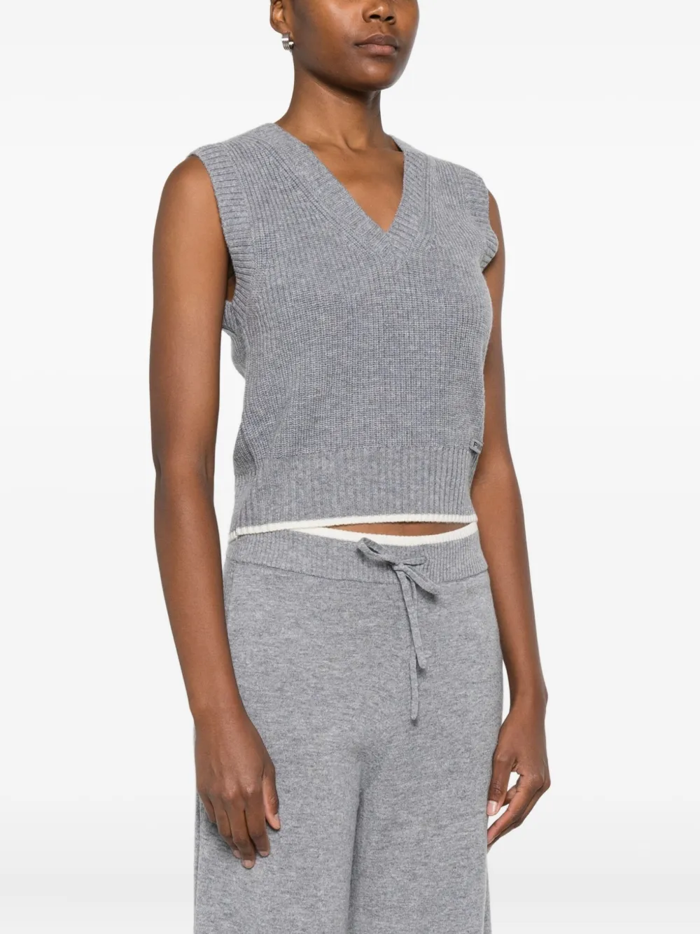 Pinko Sleeveless Grey Knit Sweater Vest In Gray