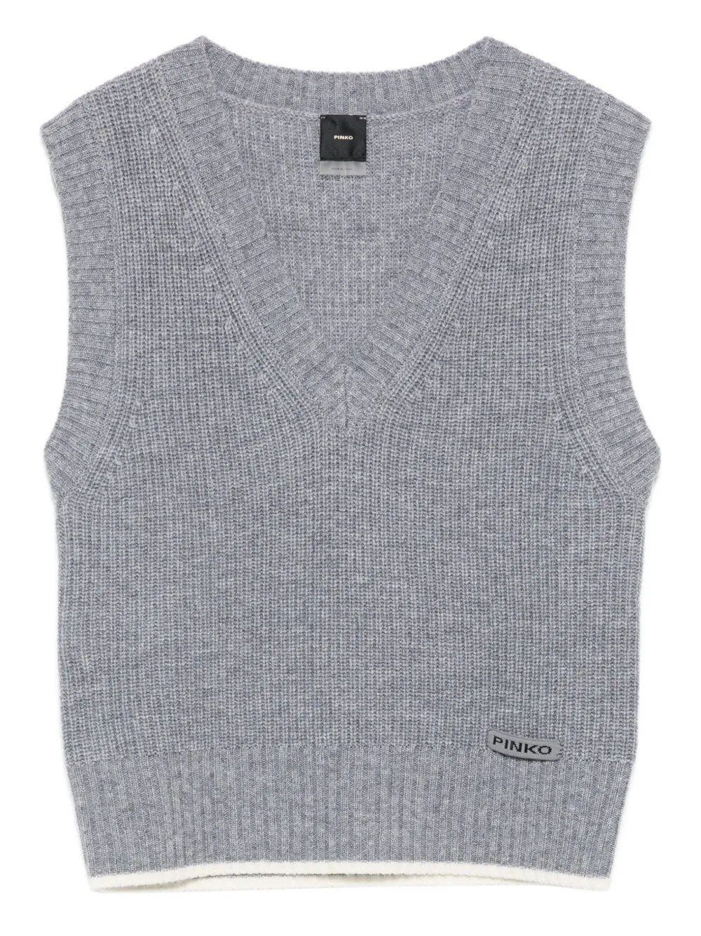 PINKO V-neck ribbed vest | Grey | Image 1
